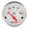 2-1/16" OIL PRESSURE, 0-100 PSI, ARCTIC WHITE